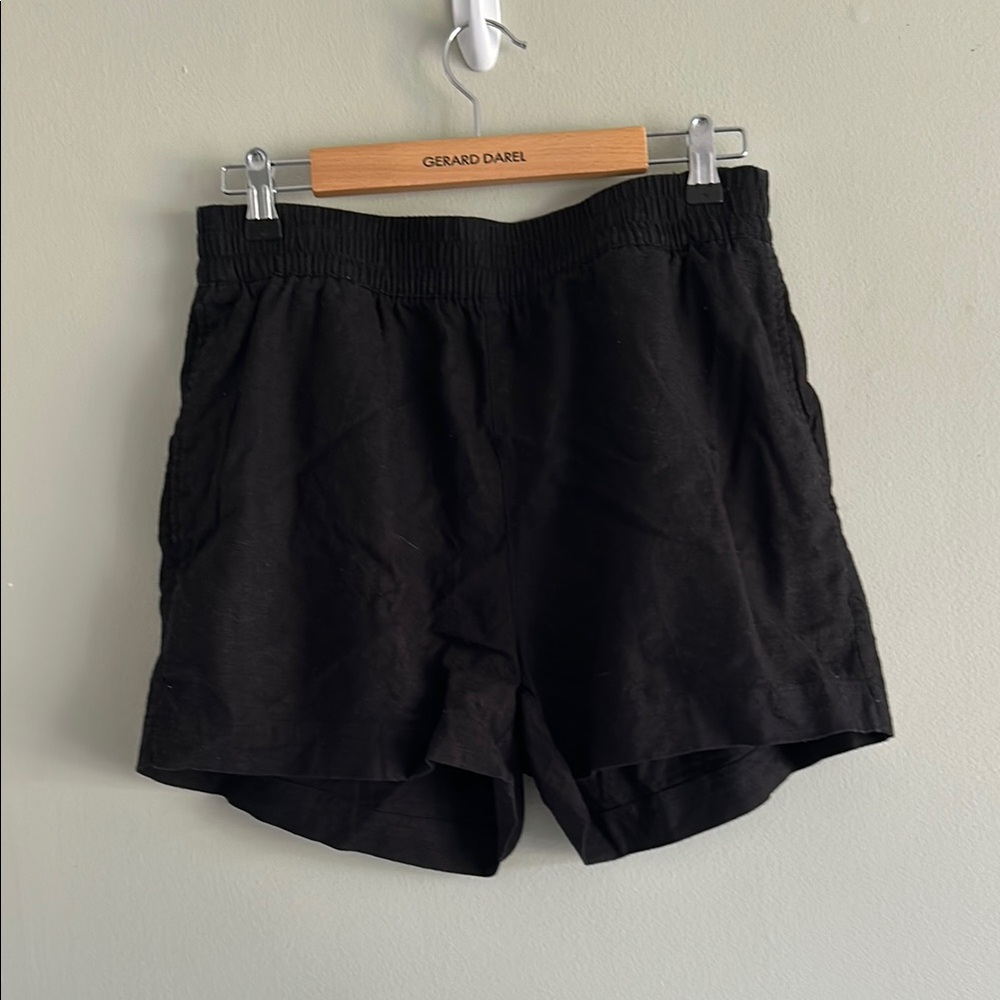 Black linen mix shorts
